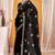 Black color zari embroidered fendy silk two tone saree with blouse