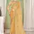 Mustard color zari embroidered fendy silk two tone saree with blouse