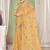 Mustard color zari embroidered fendy silk two tone saree with blouse