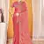 Peach color zari embroidered fendy silk two tone saree with blouse