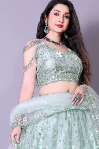 Chic Powder Blue Engagement Choli for a Perfect Fit