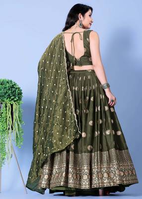 Mehndi Satin Circular Lehenga Choli 4