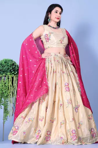 Floral Print Lehenga Choli Set with Dupatta