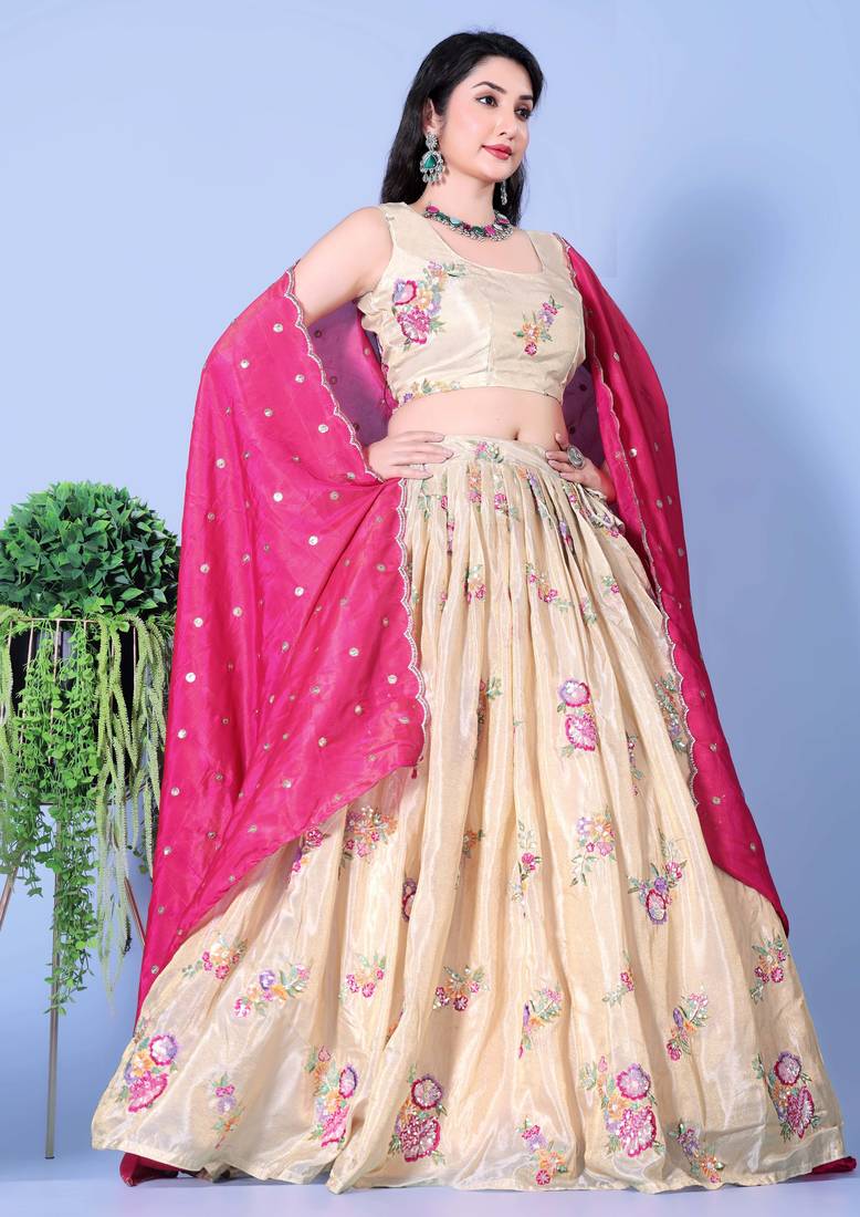 Floral Print Lehenga Choli Set with Dupatta