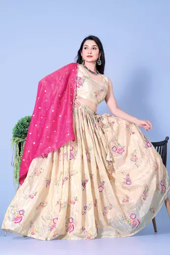 Floral Print Lehenga Choli Set with Dupatta