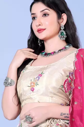 Floral Print Lehenga Choli Set with Dupatta