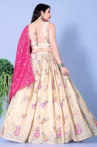 Floral Print Lehenga Choli Set with Dupatta