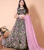Embroidered Sequinned Semi-Stitched Lehenga & Unstitched Blouse With Dupatta