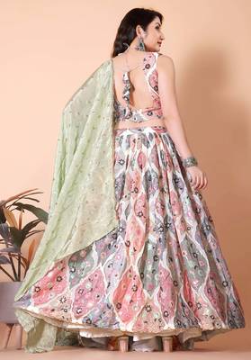 Classic White Pista Lehenga Choli with a Touch of Grace 4