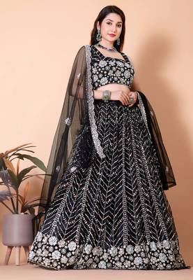 Malai Satin And Sequence Embroidery Work Lehenga Choli & Dupatta Set 1