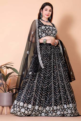 Malai Satin And Sequence Embroidery Work Lehenga Choli & Dupatta Set
