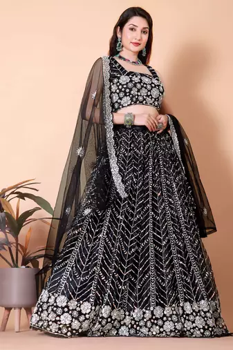 Malai Satin And Sequence Embroidery Work Lehenga Choli & Dupatta Set