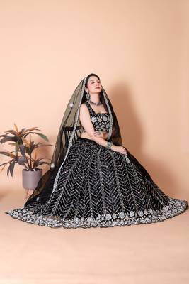 Malai Satin And Sequence Embroidery Work Lehenga Choli & Dupatta Set 3