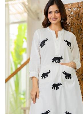  Women Embroidered Pure Cotton A-Line Kurta with Trouser 3