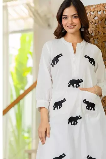  Women Embroidered  Cotton A-Line Kurta with Trouser