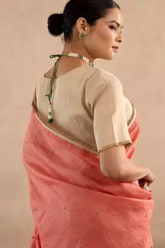 Orange embroidered chanderi saree