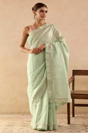 Green plain chanderi saree