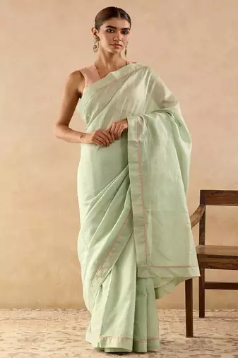 Green plain chanderi saree