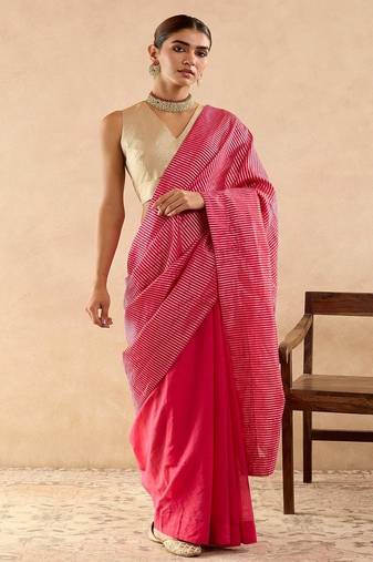 Pink plain chanderi saree