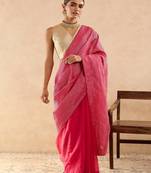 Pink plain chanderi saree