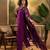 Women's purple v-neck embroidered kurta with trousers & dupatta