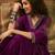 Women's purple v-neck embroidered kurta with trousers & dupatta