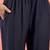 Women's navy blue v-neck embroidered kurta with trousers & dupatta
