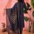 Women's navy blue v-neck embroidered kurta with trousers & dupatta
