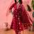 Women's maroon & beige geometric printed a-line kurta with trousers & dupatta