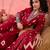 Women's maroon & beige geometric printed a-line kurta with trousers & dupatta