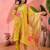 Women's yellow & pink floral printed kurta with trousers & dupatta