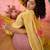 Women's yellow & pink floral printed kurta with trousers & dupatta