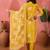 Women's mustard & beige floral printed kurta with trousers & dupatta