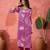 Women's plum & beige floral printed kurta with trousers & dupatta
