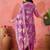 Women's plum & beige floral printed kurta with trousers & dupatta