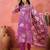 Women's plum & beige floral printed kurta with trousers & dupatta