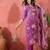 Women's plum & beige floral printed kurta with trousers & dupatta