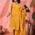 Women's mustard bandhani printed kurta with trousers & dupatta