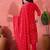 Women's red & white bandhani printed kurta with trousers & dupatta
