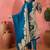 Women's teal blue & beige floral printed kurta with trousers & dupatta