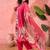 Women's pink floral printed kurta with trousers & dupatta