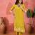 Women's mustard & cream geometric printed kurta with trousers & dupatta
