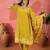 Women's mustard & cream geometric printed kurta with trousers & dupatta