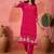 Women's pink & white geometric printed kurta with trousers & dupatta