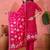 Women's pink & white geometric printed kurta with trousers & dupatta