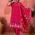 Women's pink & white geometric printed kurta with trousers & dupatta
