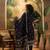 Women's navy blue & beige paisley printed kurta with trousers & dupatta