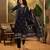 Women's navy blue & beige paisley printed kurta with trousers & dupatta