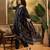 Women's navy blue & beige paisley printed kurta with trousers & dupatta