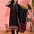 Women's black & maroon ethnic motifs printed kurta with trousers & dupatta